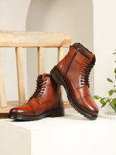 Load image into Gallery viewer, Men’s Leather Dual-Side Combat Boots with Buckle and Zipper