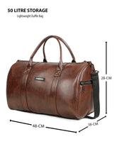 Load image into Gallery viewer, Teakwood Leathers Unisex 50L Vegan Leather Duffle Bag | Large Travel Bag | Detachable Shoulder Strap | Spacious Main Compartment & Side Zip Pocket | Weekend, Gym & Business Travel Bag, Brown