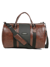 Load image into Gallery viewer, Teakwood Leathers Unisex Vegan Leather Duffel Bag | 50L Large Capacity Travel & Weekender Bag | Dual-Tone Croco Textured Design | Adjustable Shoulder Strap | Gym, Travel & Business Bag | Brown & Black