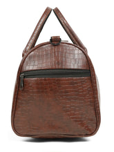 Load image into Gallery viewer, Teakwood Leathers Unisex Vegan Leather Duffel Bag | 50L Large Capacity Travel & Weekender Bag | Dual-Tone Croco Textured Design | Adjustable Shoulder Strap | Gym, Travel & Business Bag | Brown & Black