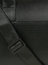 Load image into Gallery viewer, Teakwood Leathers Unisex Vegan Leather Duffel Bag | 50L Large Capacity Travel & Weekender Bag | Geometric Embossed Texture | Adjustable Shoulder Strap | Gym, Travel & Business Bag | Black