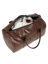 Load image into Gallery viewer, Teakwood Leathers Unisex Vegan Leather Travel Duffel Bag | 50L Large Capacity | Croco Textured Weekender Bag | Dual Carry Handles & Detachable Shoulder Strap | Overnight, Gym & Business Travel Bag