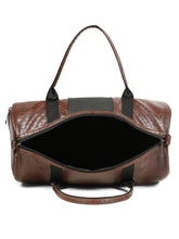Load image into Gallery viewer, Teakwood Leathers Unisex Vegan Leather Duffel Bag | 50L Large Capacity Travel & Weekender Bag | Dual-Tone Croco Textured Design | Adjustable Shoulder Strap | Gym, Travel & Business Bag | Brown & Black