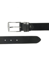 Load image into Gallery viewer, Men’s Genuine Leather Belt, Pebble Grain Texture, Pin Buckle, Rugged Casual Wear, Black