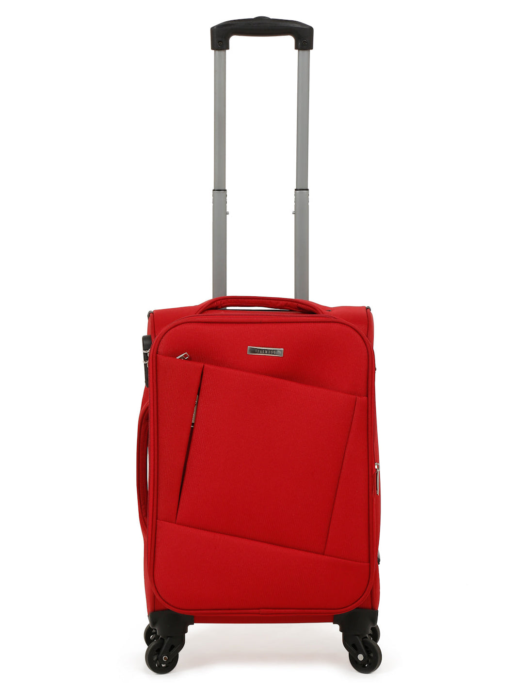 Unisex Red Solid Soft Sided Cabin Size Trolley Bag