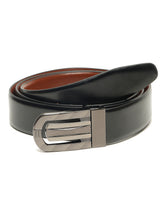 Load image into Gallery viewer, Men Black & Brown Solid Reversible Leather Belt