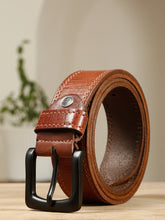 Load image into Gallery viewer, Men’s Genuine Leather Belt, Pebble Grain Texture, Pin Buckle, Rugged Casual Wear