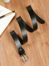 Load image into Gallery viewer, Men’s Genuine Leather Belt, Pebble Grain Texture, Pin Buckle, Rugged Casual Wear, Black