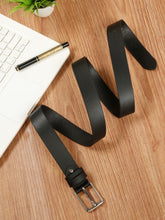 Load image into Gallery viewer, Men’s Genuine Leather Belt, Pebble Grain Texture, Pin Buckle, Rugged Casual Wear, Black