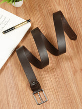 Load image into Gallery viewer, Men’s Genuine Leather Belt, Pebble Grain Texture, Pin Buckle, Rugged Casual Wear, Black