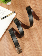 Load image into Gallery viewer, Men Black & Brown Solid Reversible Leather Belt