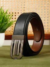 Load image into Gallery viewer, Men Black & Brown Solid Reversible Leather Belt