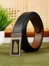 Load image into Gallery viewer, Men Black & Brown Solid Reversible Leather Belt