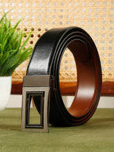 Load image into Gallery viewer, Men Black & Brown Solid Reversible Leather Belt
