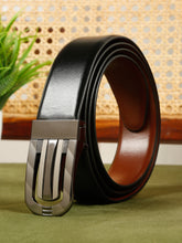 Load image into Gallery viewer, Men Black & Brown Solid Reversible Leather Belt