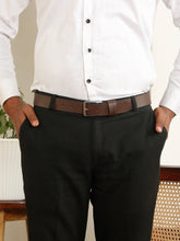 Load image into Gallery viewer, Men’s Genuine Leather Belt, Pebble Grain Texture, Pin Buckle, Rugged Casual Wear, Black