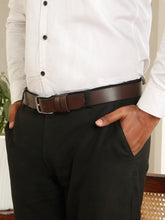Load image into Gallery viewer, Men’s Genuine Leather Belt, Pebble Grain Texture, Pin Buckle, Rugged Casual Wear, Black