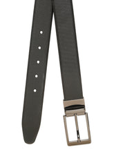 Load image into Gallery viewer, Teakwood Men's Premium Genuine Leather 2-in-1 Reversible Belt | Black & Brown Crosshatch Textured Finish | Nickel Black Rectangular Frame Pin Buckle | Adjustable 35 mm Dress Belt for Formal, Casual, Office & Business Wear