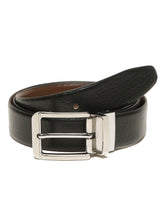 Load image into Gallery viewer, Teakwood Men's Premium Genuine Leather 2-in-1 Reversible Belt | Black & Brown Pebble Grain Leather Finish | Silver Soft Rectangular Pin Buckle | Adjustable 35 mm Dress Belt for Formal, Casual, Office & Business Wear