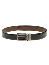 Load image into Gallery viewer, Teakwood Men's Premium Genuine Leather 2-in-1 Reversible Belt | Black & Brown Pebble Grain Leather Finish | Brushed Gunmetal Rectangular Buckle | Adjustable 35 mm Dress Belt for Formal, Casual, Office & Business Wear