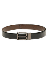 Load image into Gallery viewer, Teakwood Men's Premium Genuine Leather 2-in-1 Reversible Belt | Black & Brown Pebble Grain Leather Finish | Nickel Black Rounded Rectangle Pin Buckle | Adjustable 35 mm Dress Belt for Formal, Casual, Office & Business Wear