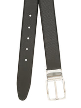 Load image into Gallery viewer, Teakwood Men's Premium Genuine Leather 2-in-1 Reversible Belt | Black & Brown Crosshatch Textured Finish | Silver Classic Rounded Square Pin Buckle | Adjustable 35 mm Dress Belt for Formal, Casual, Office & Business Wear