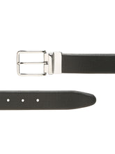 Load image into Gallery viewer, Teakwood Men's Premium Genuine Leather 2-in-1 Reversible Belt | Black & Brown Crosshatch Textured Finish | Silver Classic Rounded Square Pin Buckle | Adjustable 35 mm Dress Belt for Formal, Casual, Office & Business Wear