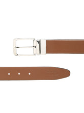 Load image into Gallery viewer, Teakwood Men's Premium Genuine Leather 2-in-1 Reversible Belt | Black & Brown Crosshatch Textured Finish | Silver Classic Rounded Rectangular Pin Buckle | Adjustable 35 mm Dress Belt for Formal, Casual, Office & Business Wear