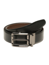 Load image into Gallery viewer, Teakwood Men's Premium Genuine Leather 2-in-1 Reversible Belt | Black & Brown Pebble Grain Leather Finish | Nickel Black Rounded Rectangle Pin Buckle | Adjustable 35 mm Dress Belt for Formal, Casual, Office & Business Wear