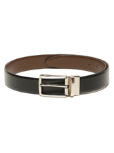 Load image into Gallery viewer, Teakwood Men's Premium Genuine Leather 2-in-1 Reversible Belt | Black & Brown Pebble Grain Leather Finish | Silver Vector Pin Buckle | Adjustable 35 mm Dress Belt for Formal, Casual, Office & Business Wear