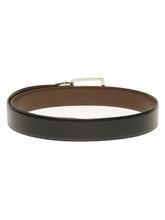 Load image into Gallery viewer, Teakwood Men's Premium Genuine Leather 2-in-1 Reversible Belt | Black & Brown Crosshatch Textured Finish | Silver Contour Pin Buckle | Adjustable 35 mm Dress Belt for Formal, Casual, Office & Business Wear