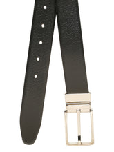 Load image into Gallery viewer, Teakwood Men's Premium Genuine Leather 2-in-1 Reversible Belt | Black & Brown Pebble Grain Leather Finish | Silver Vector Pin Buckle | Adjustable 35 mm Dress Belt for Formal, Casual, Office & Business Wear
