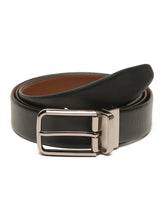Load image into Gallery viewer, Teakwood Men's Premium Genuine Leather 2-in-1 Reversible Belt | Black & Brown Crosshatch Textured Finish | Nickle Black Radius Pin Buckle | Adjustable 35 mm Dress Belt for Formal, Casual, Office & Business Wear