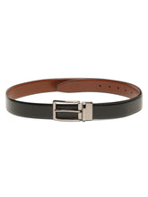 Load image into Gallery viewer, Teakwood Men's Premium Genuine Leather 2-in-1 Reversible Belt | Black & Brown Fine Leather Finish |Nickle Black Linear Pin Buckle | Adjustable 35 mm Dress Belt for Formal, Casual, Office & Business Wear