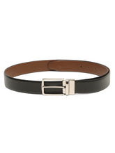 Load image into Gallery viewer, Teakwood Men's Premium Genuine Leather 2-in-1 Reversible Belt | Black & Brown Crosshatch Textured Finish | Silver Vector Pin Buckle | Adjustable 35 mm Dress Belt for Formal, Casual, Office & Business Wear