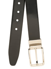 Load image into Gallery viewer, Teakwood Men's Premium Genuine Leather 2-in-1 Reversible Belt | Black & Brown Natural Grain Leather Finish |Silver Classic Tapered Pin Buckle | Adjustable 35 mm Dress Belt for Formal, Casual, Office & Business Wear