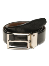 Load image into Gallery viewer, Teakwood Men's Premium Genuine Leather 2-in-1 Reversible Belt | Black & Brown Natural Grain Leather Finish |Silver Classic Tapered Pin Buckle | Adjustable 35 mm Dress Belt for Formal, Casual, Office & Business Wear