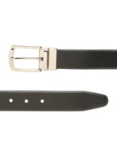 Load image into Gallery viewer, Teakwood Men's Premium Genuine Leather 2-in-1 Reversible Belt | Black & Brown Natural Grain Leather Finish |Silver Classic Curved Pin Buckle | Adjustable 35 mm Dress Belt for Formal, Casual, Office & Business Wear