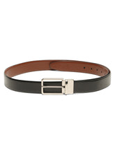 Load image into Gallery viewer, Teakwood Men's Premium Genuine Leather 2-in-1 Reversible Belt | Black & Brown Natural Grain Leather Finish | Silver Slim Frame Pin Buckle | Adjustable 35 mm Dress Belt for Formal, Casual, Office & Business Wear