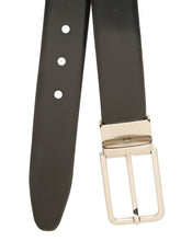 Load image into Gallery viewer, Teakwood Men's Premium Genuine Leather 2-in-1 Reversible Belt | Black & Brown Natural Grain Leather Finish | Silver Slim Frame Pin Buckle | Adjustable 35 mm Dress Belt for Formal, Casual, Office & Business Wear