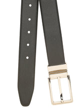 Load image into Gallery viewer, Teakwood Men's Premium Genuine Leather 2-in-1 Reversible Belt | Black & Brown Crosshatch Textured Finish /Silver Refined Slim Frame Pin Buckle | Adjustable 35 mm Dress Belt for Formal, Casual, Office & Business Wear