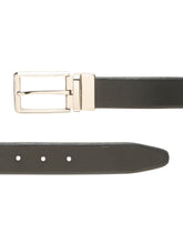 Load image into Gallery viewer, Teakwood Men's Premium Genuine Leather 2-in-1 Reversible Belt | Black & Brown Crosshatch Textured Finish /Silver Refined Slim Frame Pin Buckle | Adjustable 35 mm Dress Belt for Formal, Casual, Office & Business Wear