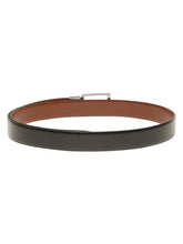 Load image into Gallery viewer, Teakwood Men's Premium Genuine Leather 2-in-1 Reversible Belt | Black & Brown Fine Leather Finish | Nickle Black Rounded Rectangular Pin Buckle | Adjustable 35 mm Dress Belt for Formal, Casual, Office & Business Wear