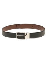 Load image into Gallery viewer, Teakwood Men's Premium Genuine Leather 2-in-1 Reversible Belt | Black & Brown Natural Grain Leather Finish |Silver Linear Edge Pin Buckle | Adjustable 35 mm Dress Belt for Formal, Casual, Office & Business Wear