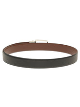 Load image into Gallery viewer, Teakwood Men's Premium Genuine Leather 2-in-1 Reversible Belt | Black & Brown Natural Grain Leather Finish |Silver Linear Edge Pin Buckle | Adjustable 35 mm Dress Belt for Formal, Casual, Office & Business Wear
