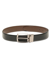 Load image into Gallery viewer, Teakwood Men's Premium Genuine Leather 2-in-1 Reversible Belt | Black & Brown Crosshatch Textured Finish | Nickle Black Contour Pin Buckle | Adjustable 35 mm Dress Belt for Formal, Casual, Office & Business Wear