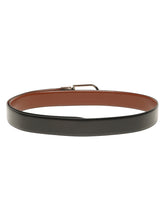 Load image into Gallery viewer, Teakwood Men's Premium Genuine Leather 2-in-1 Reversible Belt | Black & Brown Crosshatch Textured Leather | Silver Rectangular Pin Buckle | Adjustable 35 mm Dress Belt for Formal, Casual, Office & Business Wear