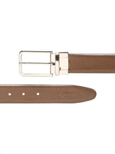 Load image into Gallery viewer, Teakwood Men's Premium Genuine Leather 2-in-1 Reversible Belt | Black & Brown Natural Grain Leather Finish | Silver Slim Frame Pin Buckle | Adjustable 35 mm Dress Belt for Formal, Casual, Office & Business Wear