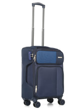 Load image into Gallery viewer, Teakwood Leather Navy Solid Soft Sided Cabin Trolley Bag