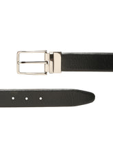 Load image into Gallery viewer, Teakwood Men's Premium Genuine Leather 2-in-1 Reversible Belt | Black & Brown Pebble Grain Leather Finish | Silver Linear Edge Pin Buckle | Adjustable 35 mm Dress Belt for Formal, Casual, Office & Business Wear